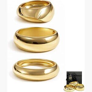 Chunky Gold Bangles Set, Layered Statement Bracelets, Gift Ready